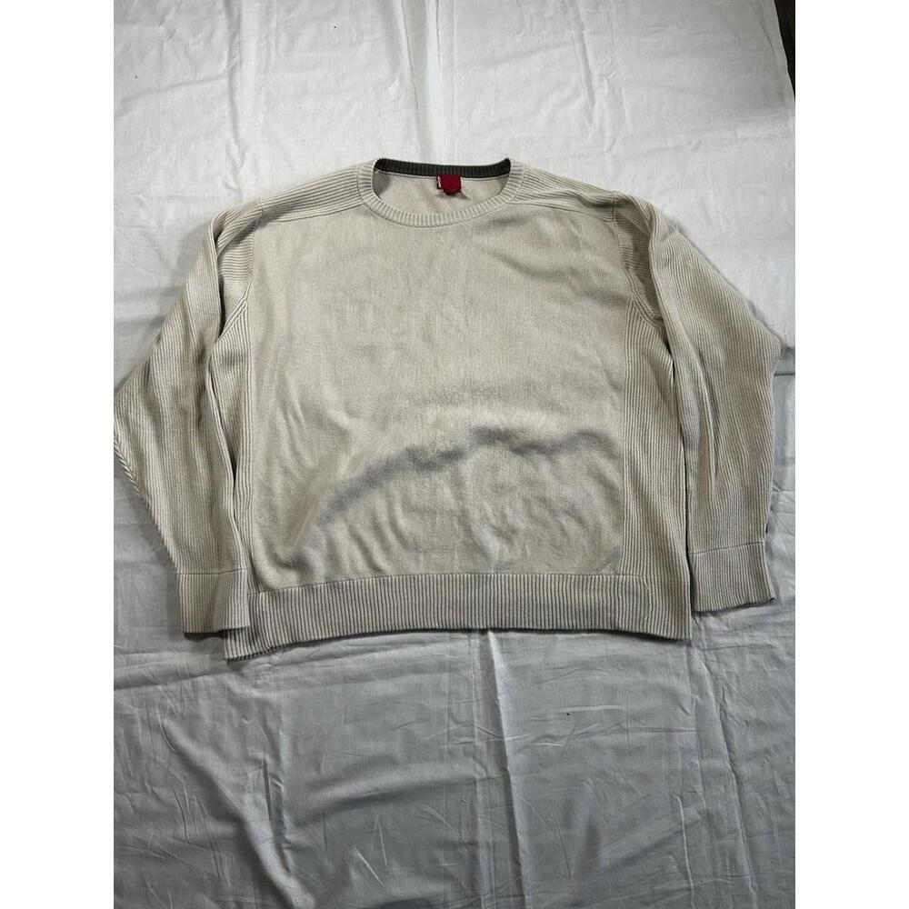 Levis Men’s XL Sweater Beige Knit Long Sleeve Solid Casual Ribbed Neutral